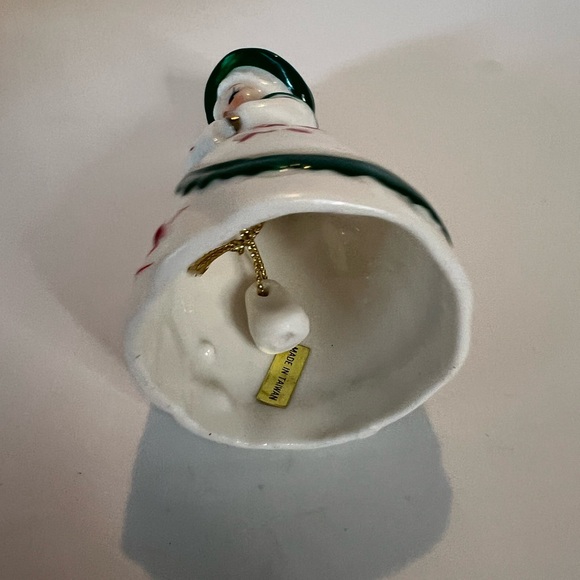 Vintage Christmas Decor porcelain Victorian Lady with Green hat Dinner Bell - Picture 6 of 9